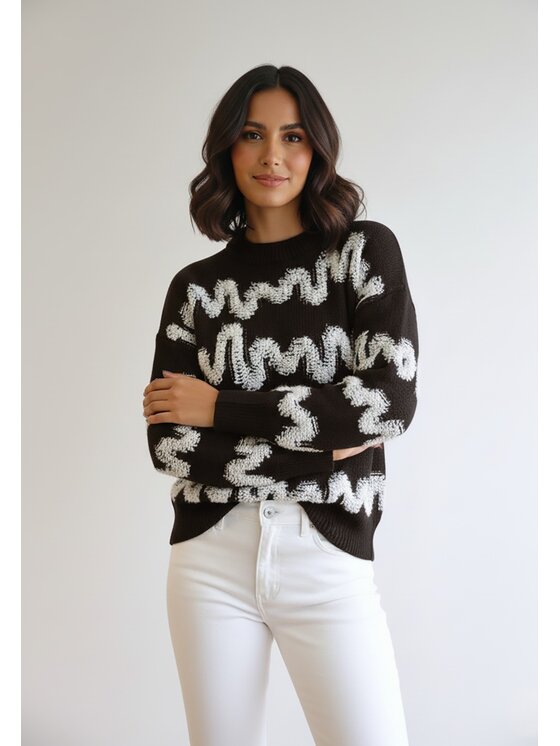 FIGL FIGL Svetr M1260 Hnědá Regular Fit