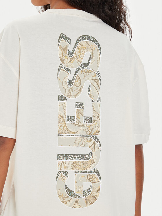 Guess Guess Tričko W4YI18 JA914 Écru Regular Fit