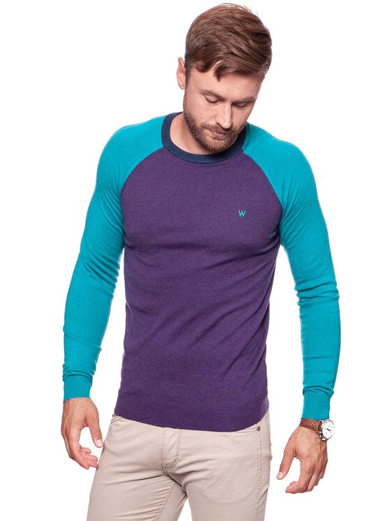 Wrangler Wrangler Sweter RAGLAN KNIT Niebieski Regular Fit