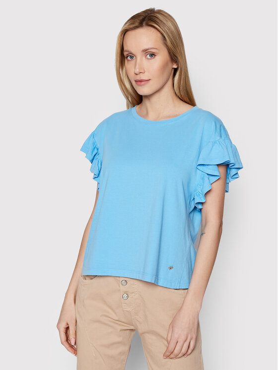 Please Bluza T0GJOP9C09 Modra Regular Fit