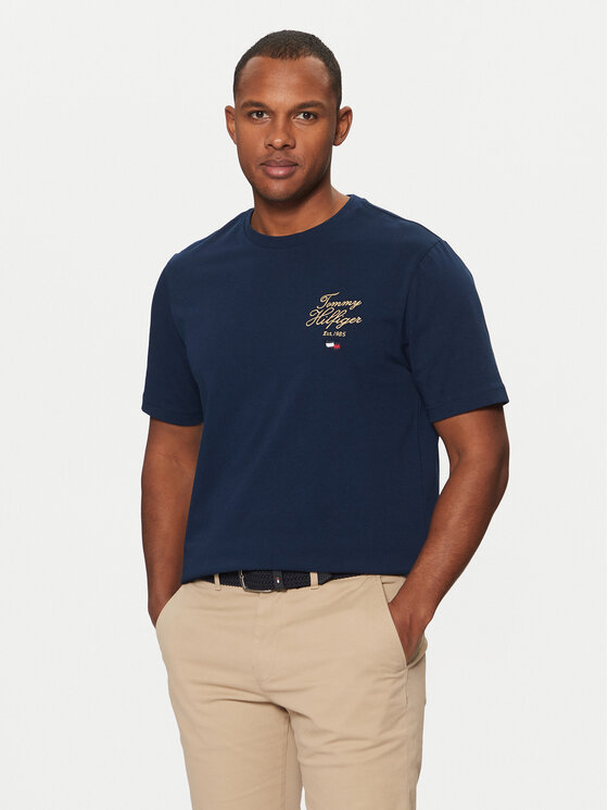 Tommy Hilfiger Tommy Hilfiger Tricou MW0MW38334 Bleumarin Regular Fit