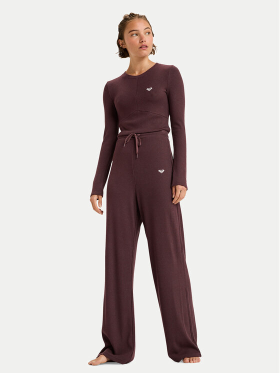 Roxy Roxy Donji dio trenerke Rise & Vibe New Rib ERJNP03673 Tamnocrvena Relaxed Fit