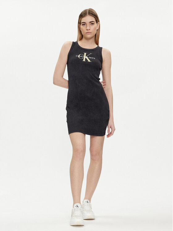 Calvin Klein Jeans Calvin Klein Jeans Poletna obleka Archival Monologo J20J223069 Črna Slim Fit