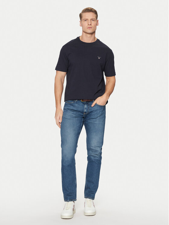 Gant Gant T-Shirt Original Shield 2003295 Granatowy Regular Fit