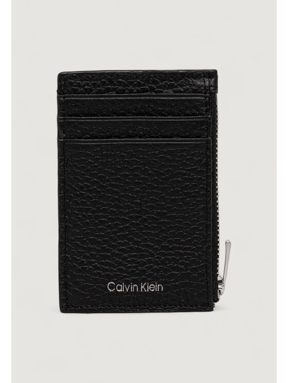 Calvin Klein Calvin Klein Portafoglio CK LEATHER N/S ZIP CARD CASE Nero