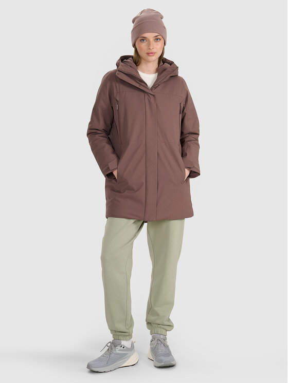 4F 4F Płaszcz przejściowy URBAN COMMUTER Brązowy ciemny Regular Fit