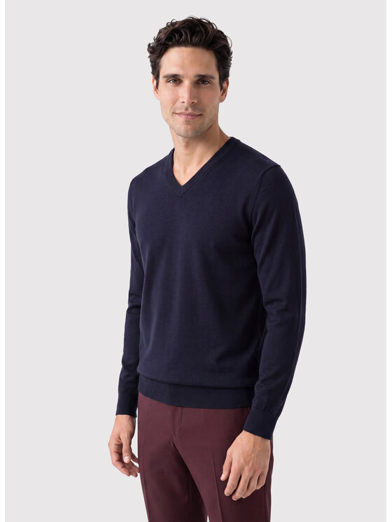 Pako Lorente Pako Lorente Sweter P26WP-2X-008 Granatowy Straight Fit