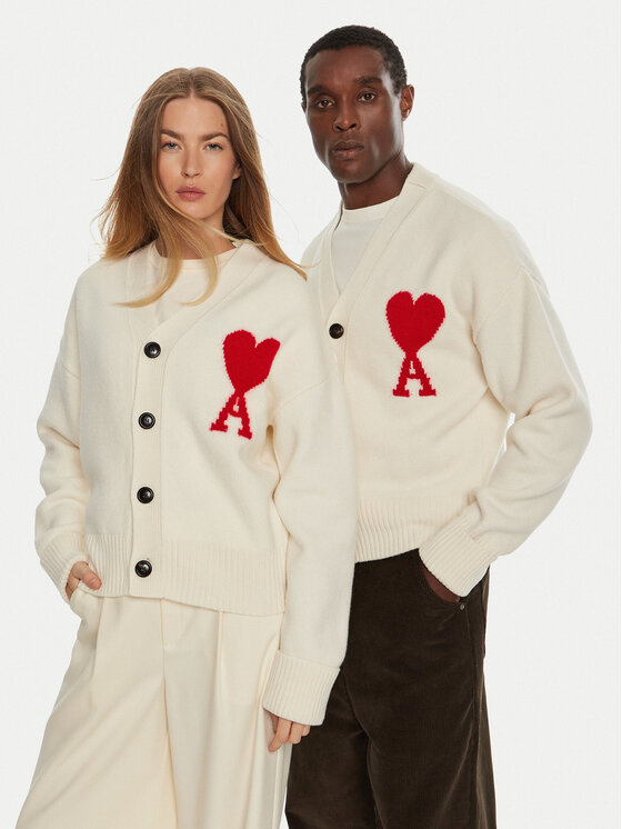 AMI Paris AMI Paris Ζακέτα BFUKC002018 Εκρού Regular Fit