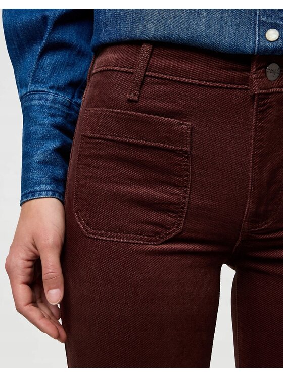 Wrangler Wrangler Spodnie materiałowe Flare Brązowy Flare Fit