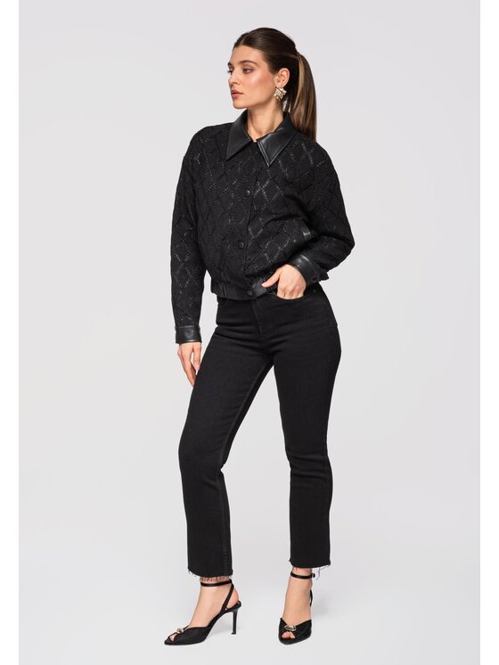 Ombre Ombre Kurtka bomber OW-JANP-0105 Czarny Regular Fit