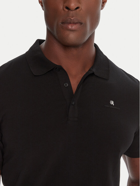 KARL LAGERFELD KARL LAGERFELD Тениска с яка и копчета 745022 554235 Черен Regular Fit