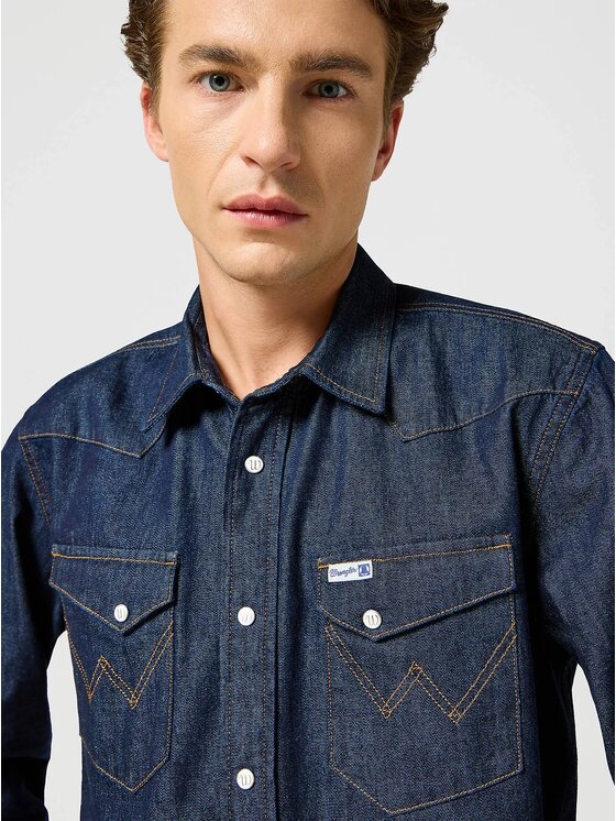 Wrangler Wrangler Koszula 2 PKT SHIRT Niebieski Relaxed Fit