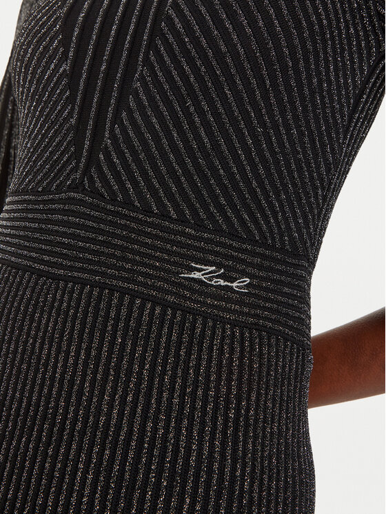 KARL LAGERFELD KARL LAGERFELD Pletena obleka 246W1316 Črna Regular Fit