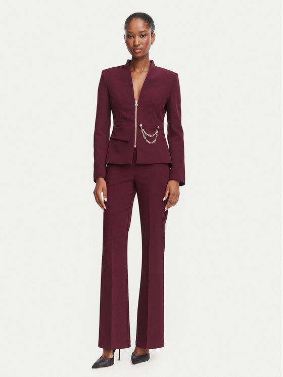 Rinascimento Rinascimento Stoffhose CFC0130135003 Dunkelrot Flare Fit