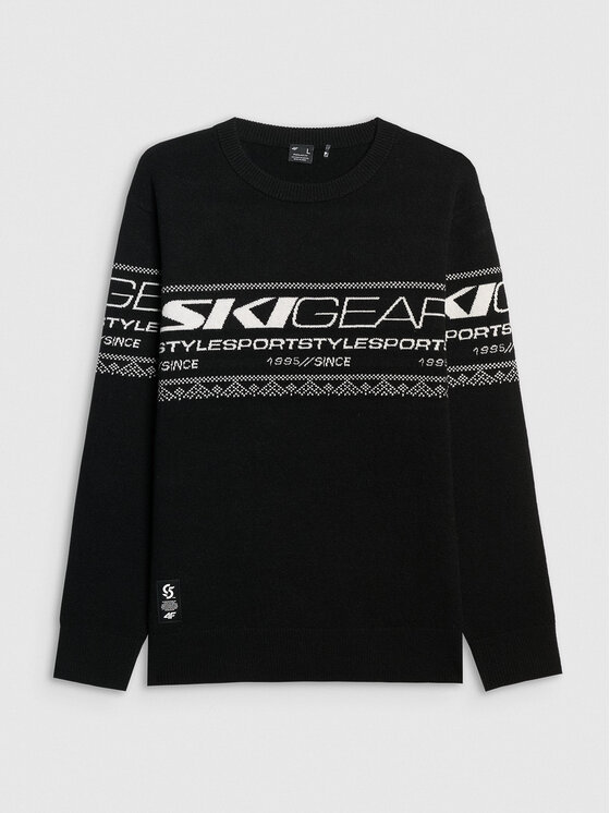 4F 4F Sweter casual Czarny Regular Fit