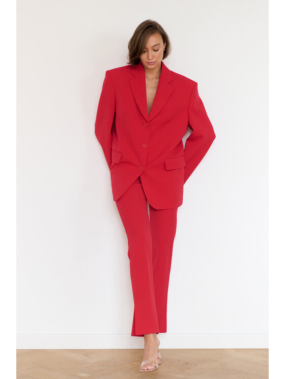 La Mania La Mania Kalhoty z materiálu NEW AIMIE RED Červená Classic Fit