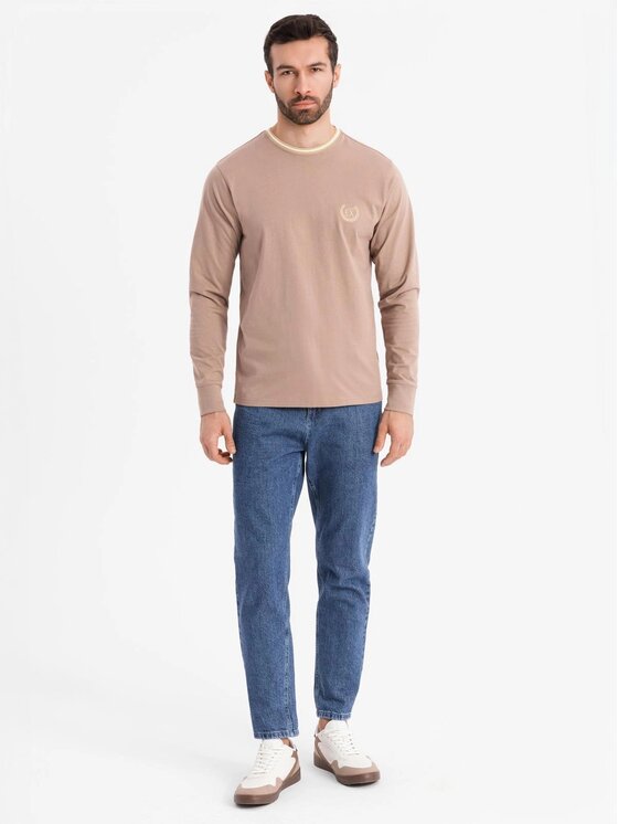 Ombre Ombre Longsleeve OM-LSCL-0128 Brązowy Regular Fit