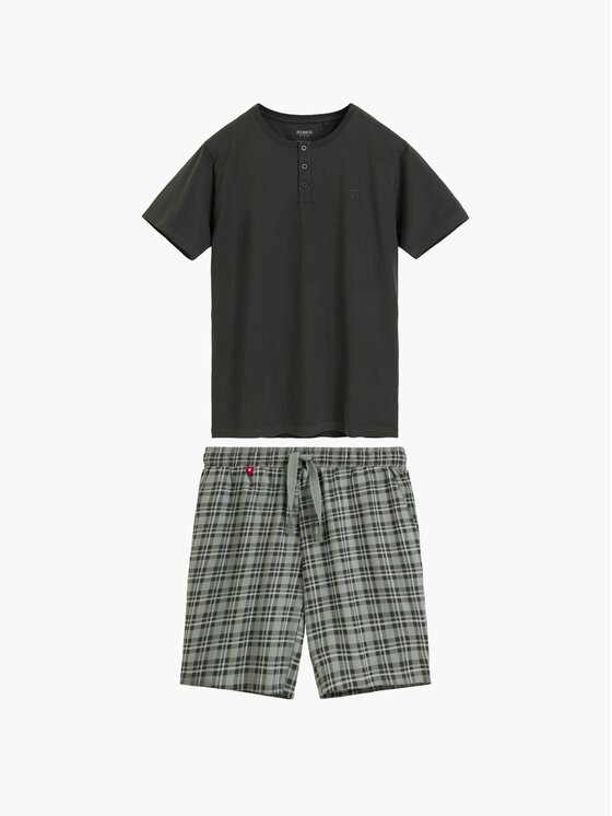 Atlantic Atlantic Piżama Classic Check Khaki