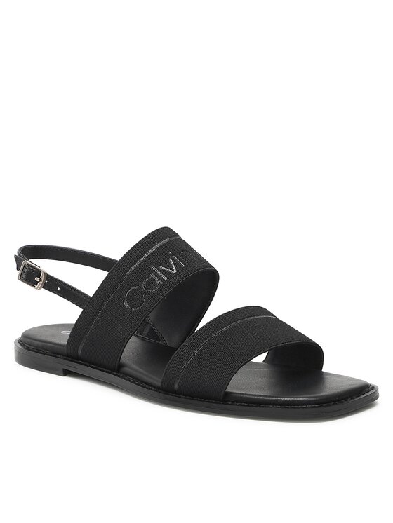 Calvin Klein Damskie Sandały, rozmiar 36, Czarne, Squared Flat Sandal He HW0HW01496
