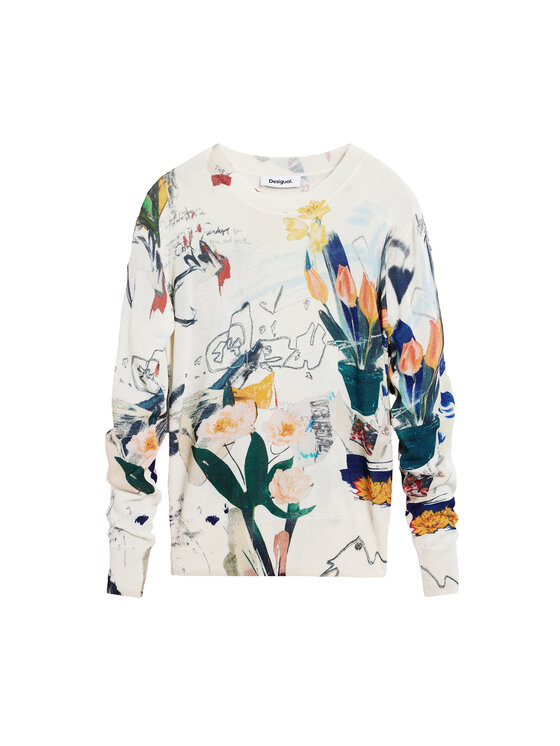 Desigual Desigual Megztinis Nantes Lacroix 26SWJF35 Écru Regular Fit