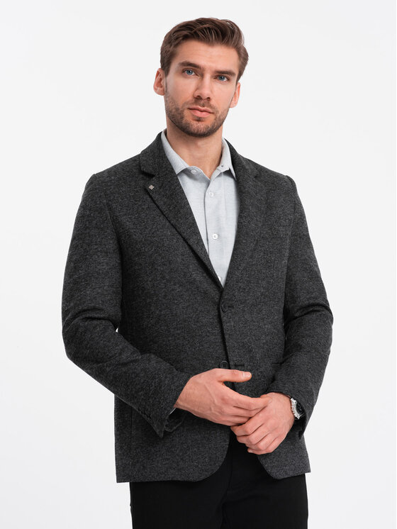 Ombre Ombre Marynarka OM-BLZB-0120 Szary Regular Fit