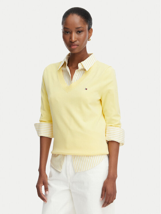 Tommy Hilfiger Pulover WW0WW40098 Galben deschis Regular Fit