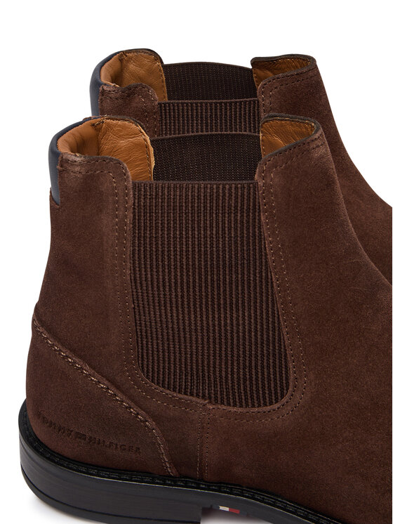 Tommy Hilfiger Tommy Hilfiger Sztyblety Corporate Dressy Suede Chelsea FM0FM05953 Brązowy