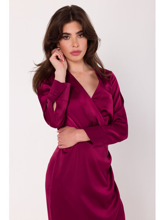Makover Makover Každodenné šaty K172 Bordová Modern Fit