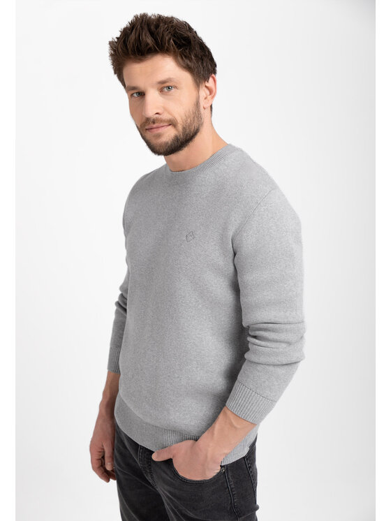 Volcano Volcano Sweter S-TODD Szary Regular Fit