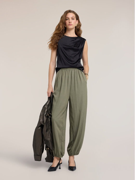 Motivi Motivi Pantaloni di tessuto P03OQ004766N025 Verde Baggy Fit