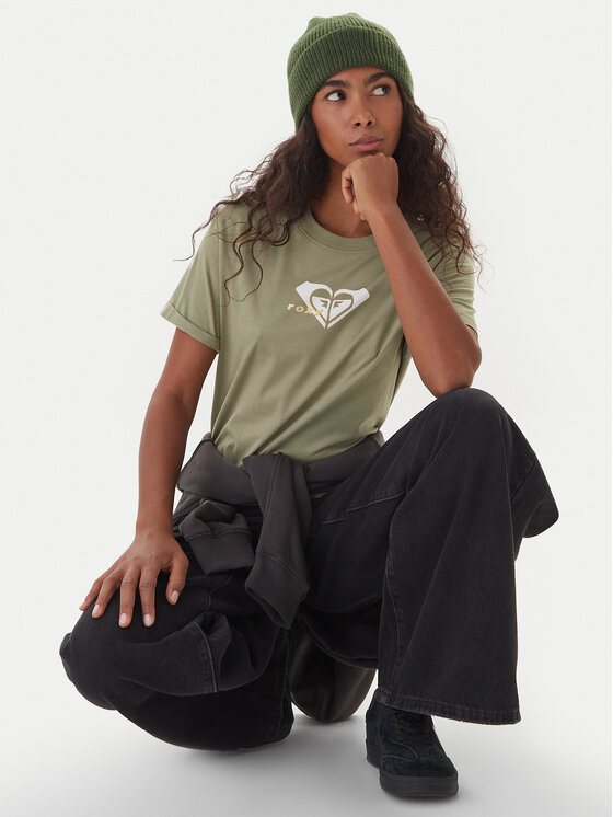 Roxy Roxy T-shirt Oceanregular ERJZT06078 Zelena Regular Fit