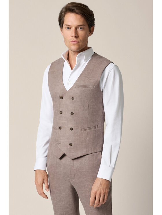 Lancerto Lancerto Kamizelka garniturowa Gerace KA131126000004 Brązowy Slim Fit