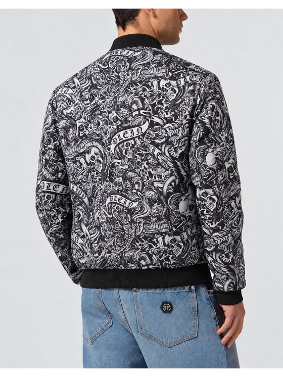 PHILIPP PLEIN PHILIPP PLEIN Kurtka bomber 31475 Czarny Regular Fit