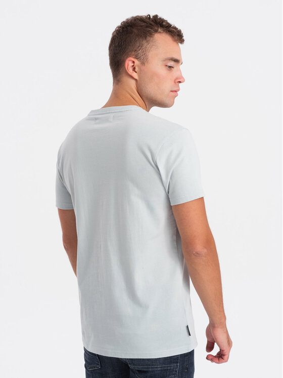 Ombre Ombre T-Shirt OM-TSPT-0154 Šedá Regular Fit