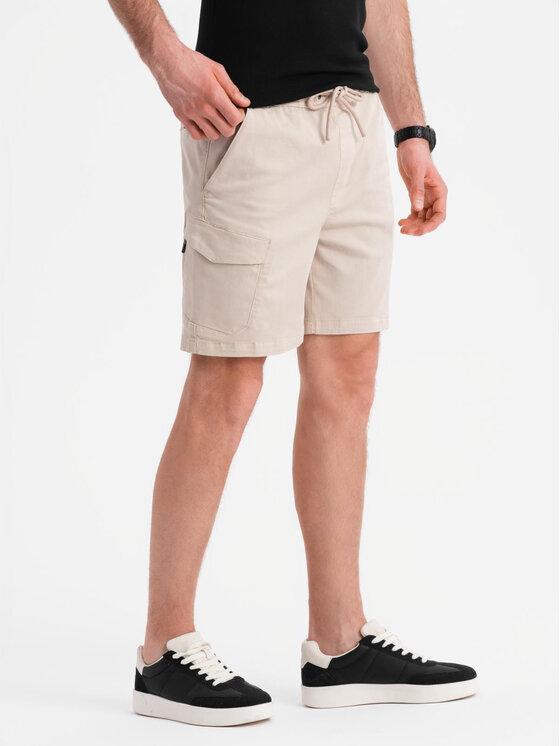 Ombre Ombre Szorty materiałowe OM-SRCG-0194 Beżowy Regular Fit