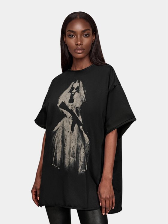 MADE BY SOCIETY MADE BY SOCIETY T-Shirt Tricou Noir Élément - T27904 Czarny Basic Fit