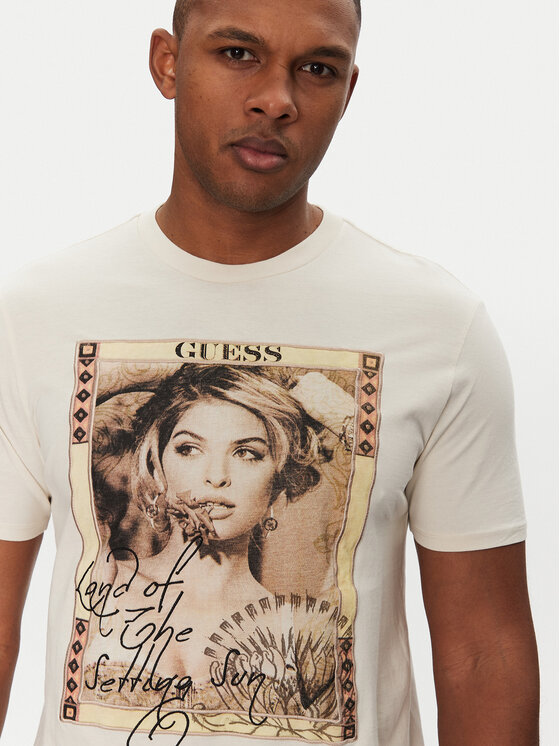 Guess Guess Póló M5GI41 KBW41 Ekru Regular Fit
