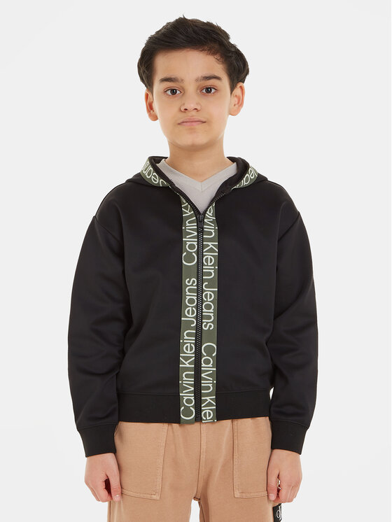 Gyerek Pulóver Calvin Klein Jeans, Méret: 12Y, Fekete, IB0IB01861