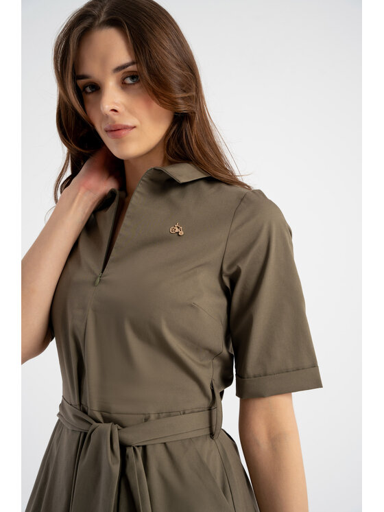 CLICK CLICK Každodenní šaty 70-847 Khaki Regular Fit