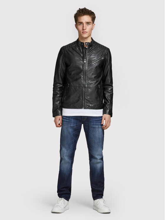 Jackandjones Kurtka Skórzana Joel 12191012 Czarny Regular Fit Modivopl 