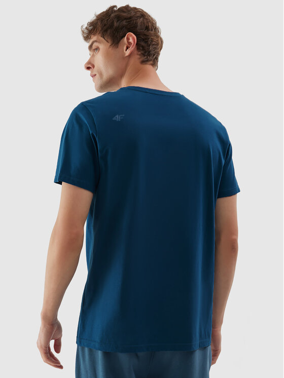 4F 4F T-krekls 4FAW23TTSHM0876 Zils Regular Fit
