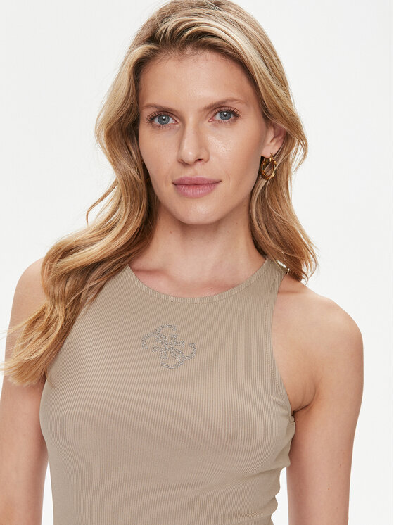 Guess Guess Marškinėliai W4RP43 KAZH2 Smėlio Slim Fit