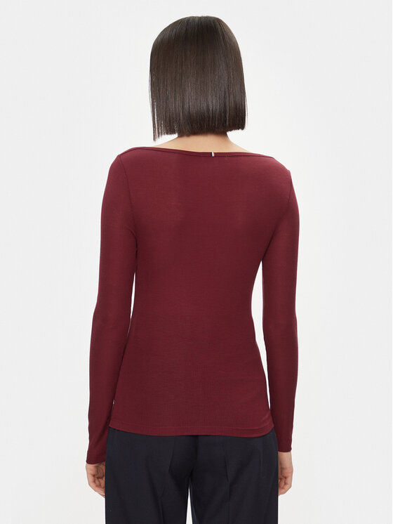 Tommy Hilfiger Tommy Hilfiger Bluse Slim Soft Tencel Boat-Nk Top Ls WW0WW39788 Dunkelrot Slim Fit