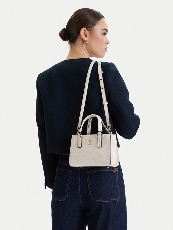 Tommy Hilfiger Tommy Hilfiger Rankinė Th Daily Mini Tote Mono AW0AW18416 Balta