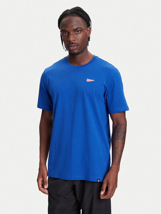 adidas adidas Tricou Pennant Trim Graphic JL9227 Albastru Regular Fit