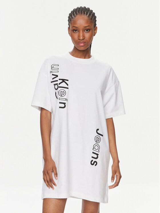 Calvin Klein Jeans Rochie de zi J20J223042 Alb Oversize