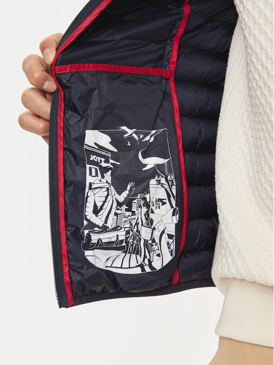 Jott Jott Пухено яке Mat P000MDOW02 Тъмносин Slim Fit