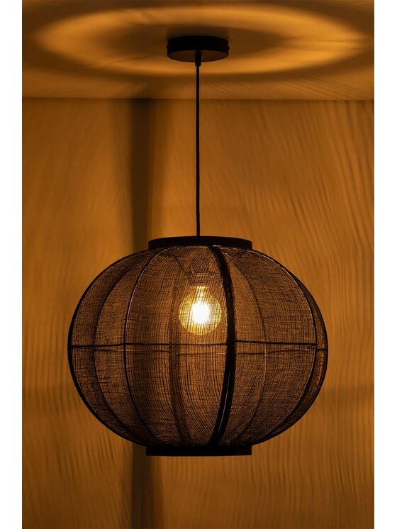 MIAhome MIAhome Lampa wisząca lniana czarna Zenna Ø50 cm Czarny
