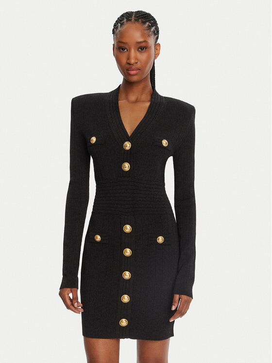 Női Kötött ruha Balmain, Méret: 40, Fekete, DF1R8059KB07