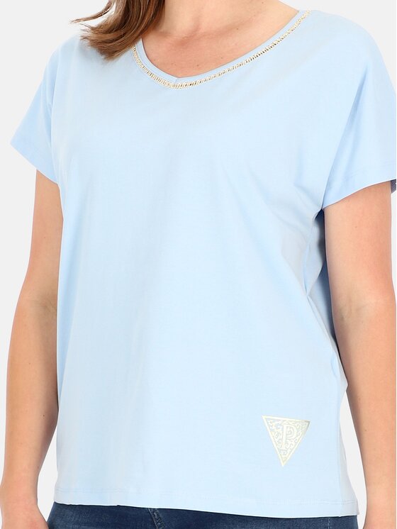 Perso Perso T-Shirt TCE241000F Błękitny Regular Fit